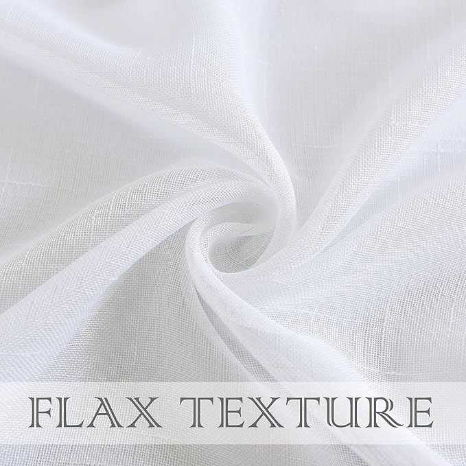 Randall Snow White Linen Sheer Curtain Panel Sets of 2 with Eyelets Open Weave Faux Linen Window Treament for Living Room Bedroom Farmhouse, Elegant Nickel Grommet Top-54x95 Inch
