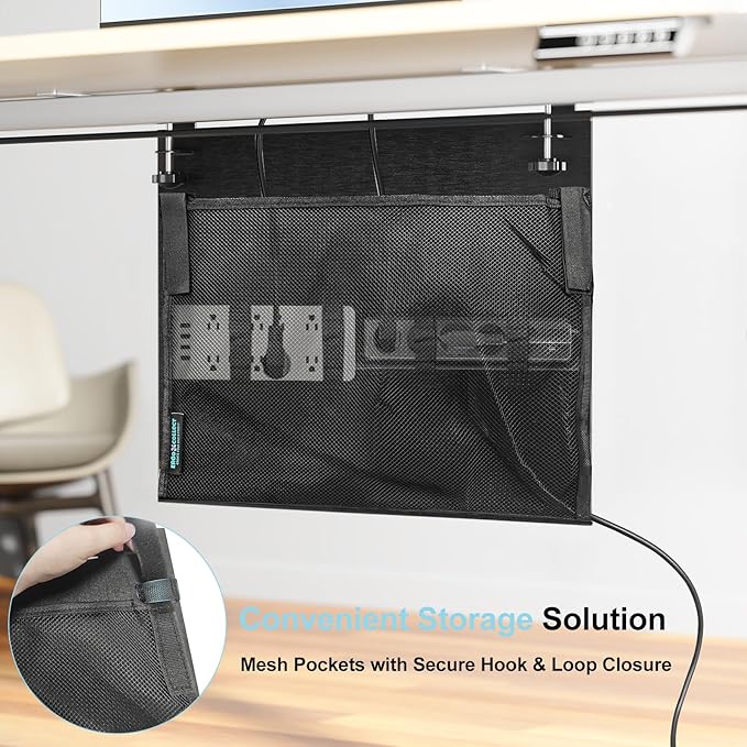 No Drill Under Desk Cable Management and Privacy Panel 2 in 1 | Modesty Panel with Cord Organizer |Felt Standing Desk Back Skirt for Office,Home(23.6")