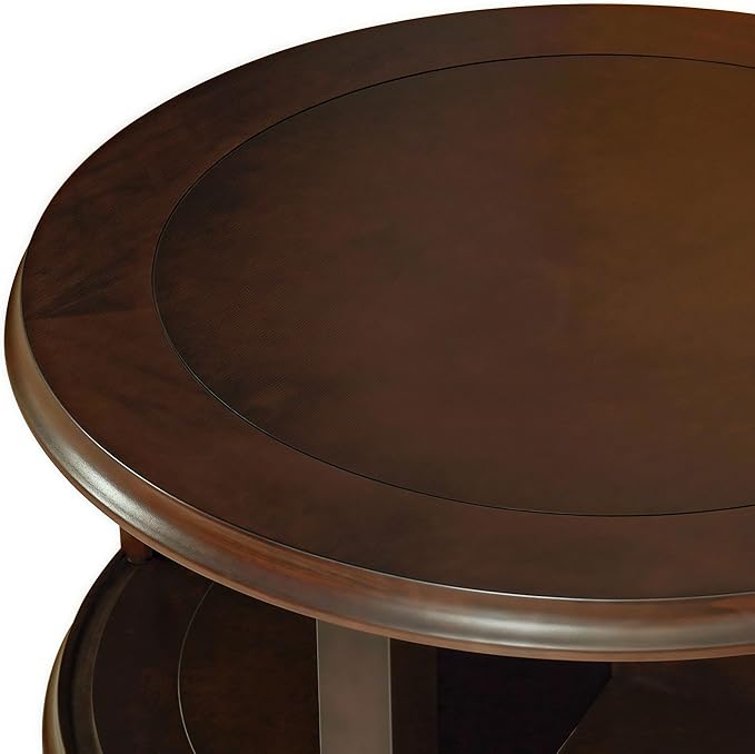 31.5'' Nesting Coffee Table Set of 2, Solid Wood Round Nesting Coffee Table Fluted with Storage, Brown Modern Coffee Table Set for Living Room Office