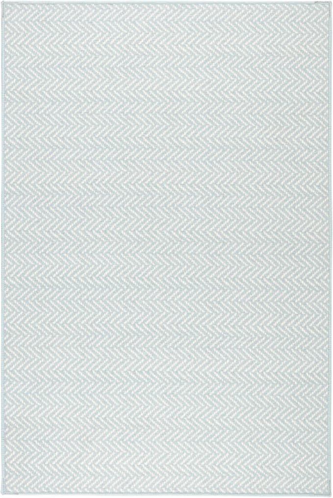 Dash and Albert Herringbone Machine Washable Area Rug - Runner - 2.5' x 8' Swedish Blue - Geometric Accent Rug - Anti-Slip Backing, Lightweight, Machine Washable, High Traffic Areas Kitchen, Mudroom