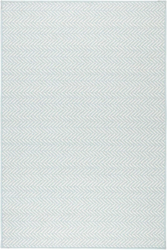 Dash and Albert Herringbone Machine Washable Area Rug - 3' x 5' Swedish Blue - Geometric Accent Rug - Anti-Slip Backing, Lightweight, Machine Washable, High Traffic Areas Kitchen, Mudroom, Entryway