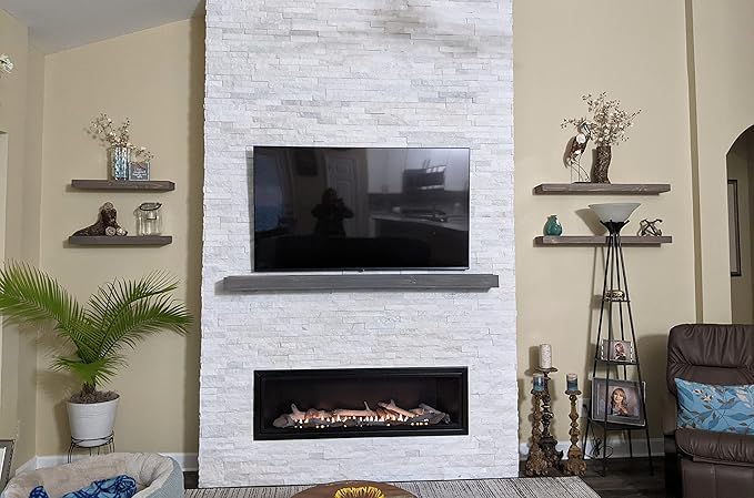 joelsantiques 48 Inch Wooden Floating Shelves for Wall - 48x6x2 in - Made of Natural Wood - Long Heavy Duty Rustic Wall Shelves for Bedroom - Perfect for Living Room, Kitchen - Gray - Grey