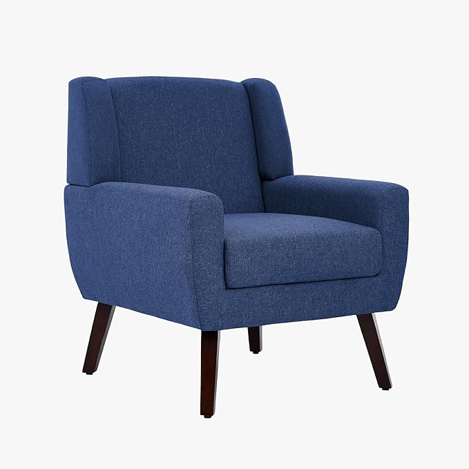 UIXE Accent Chair, Fabric Upholstered Armchair for Living Room, Comfy Arm Chair Single Sofa Bedroom Side Reading Seat - Flax Blue