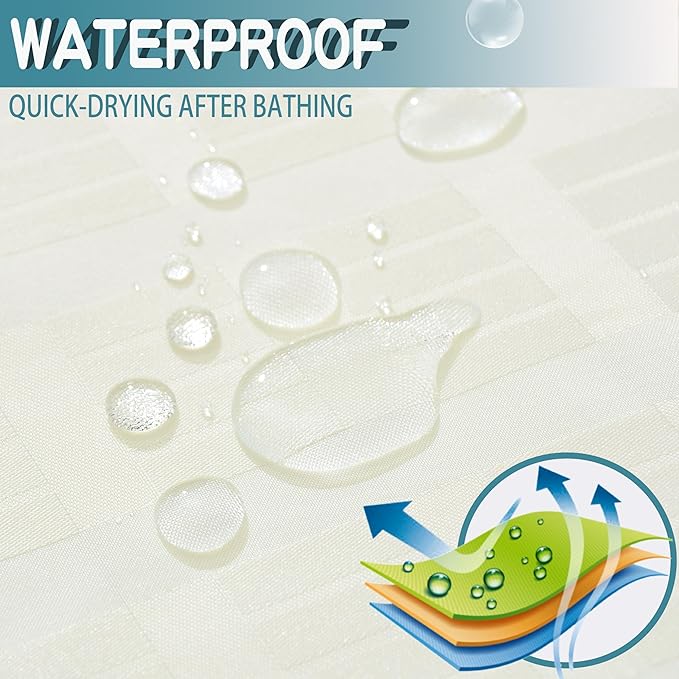 Conbo Mio Stall No Hook Shower Curtain with Snap in Liner Set, Hotel Luxury Beige Shower Curtains for Bathroom with See Through Top Window, Waterproof, Washable 54W x 74H