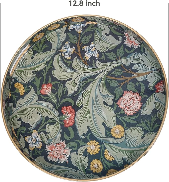 Round Coffee Table Trays, Serving Tray with Handles for Ottoman Coffee Table, Large Tray for Living Room Modern