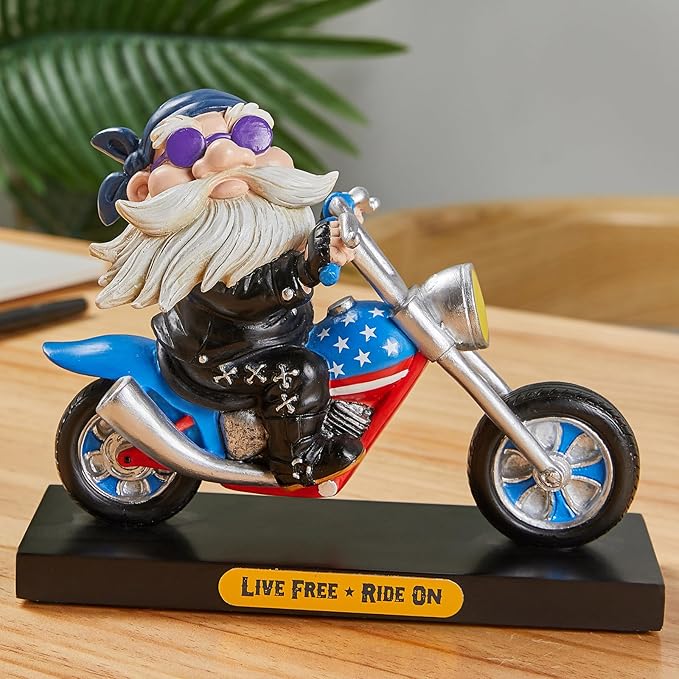 7.5'' Resin Motorcycle Rider Sculpture for Men Dad Husband Grandpa Retro Cool Inspirational Motorcycle Rider Figurine JS0375A