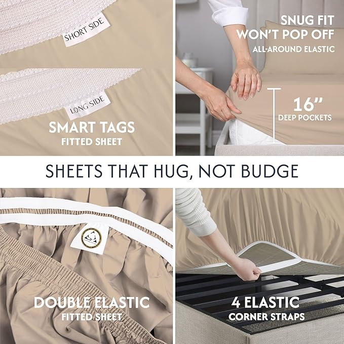100% Egyptian Cotton Percale Sheets Queen Size - Genuine Luxurious 400 Thread Count - Naturally Crisp, Breathable, Skin-Friendly & Cooling - Softer After Each Wash - Oeko-TEX Certified Giza