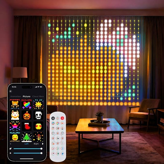 LED Curtain Light, 400 LEDs, Smart RGB+IC Color Changing Holiday Wall Lights, 3.3x3.3ft Indoor Dynamic DIY LED String Lights, APP Remote Control, For Bedroom, Living Room, Window Decor, Party, Wedding