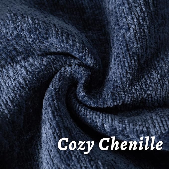 Navy Blue Decorative Throw Pillow Covers 16x16 Inch Set of 2 Cozy Soild Chenille Cushion Cases Soft Textured Square Couch Pillows Cover Boho Accent Farmhouse Pillowcases for Sofa Bed