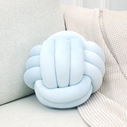 Petrella Knot Pillows Ball Round Throw Pillows Home Decor Cushion Decorative Aesthetic Throw Pillows，ice Blue 11inch
