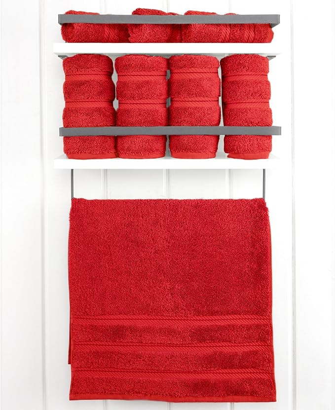 American Soft Linen Luxury Hand Towels for Bathroom, 600 GSM 100% Cotton Turkish 4 Piece Hand Towel Set, 600 GSM Hand Face Towels for Kitchen, Red Hand Towels