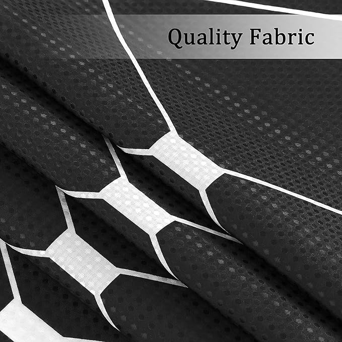 Black Shower Curtain, Ombre Waffle Weave Textured Fabric Shower Curtain for Bathroom, Water Repellent, Machine Washable, 108x72