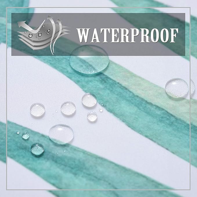 Conbo Mio No Hook Shower Curtain with Snap in Liner Set, Hotel Luxury Shower Curtains for Bathroom with See Through Top Window, Waterproof, Washable 71W x 74H Leaf