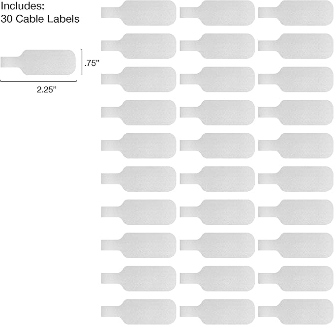 Wrap-It Storage Cable Labels - Medium, White (30-Pack) Write On Cord Labels, Wire Tags for Cable Management and Organizer for Electronics, Computers and More