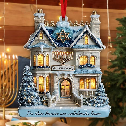 Personalized Hanukkah Ornaments for Tree - 2D Custom Family Christmas Ornaments, Merry Chrismukkah Jewish and Christian Gift, House Warming Gifts New Home Ornament 2025