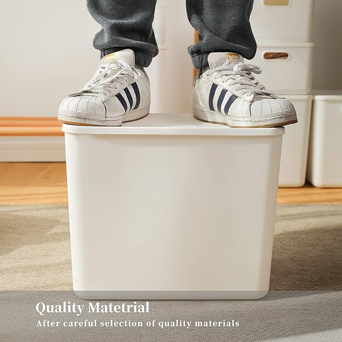 Plastic Storage Baskets Bins Boxes With Lids,Organizing Container White Storage Organizer Bins For Shelves Drawers Desktop Playroom Classroom Office,6-Pack(4XL+2L)