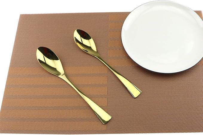 Gold 18/10 Stainless Steel Flatware Set – Stylish Set of Eating Utensils for 1 Person - Dinner Knife, Fork, Soup Spoon, Tea Spoon - Ideal Weight & Size, for Everyday Use or Holidays