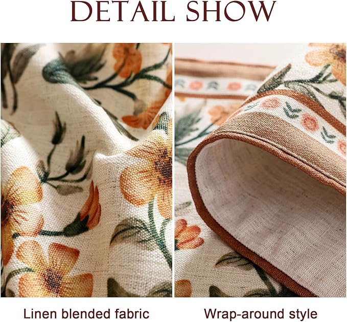 Vintage Small Linen Table Runner,Floral Table Runners 63 Inches Long,Soft and Luxury Tablerunner.Decoration Tabletop for Kitchen,Dining,Party,Home,Christmas,12"*63"