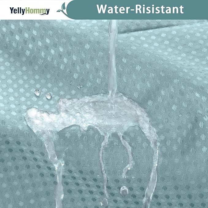 YellyHommy No Hook Shower Curtain with Snap in Liner Set Less Waffle Shower Curtain for Bathroom (Cyan, 87" L x 72" W)