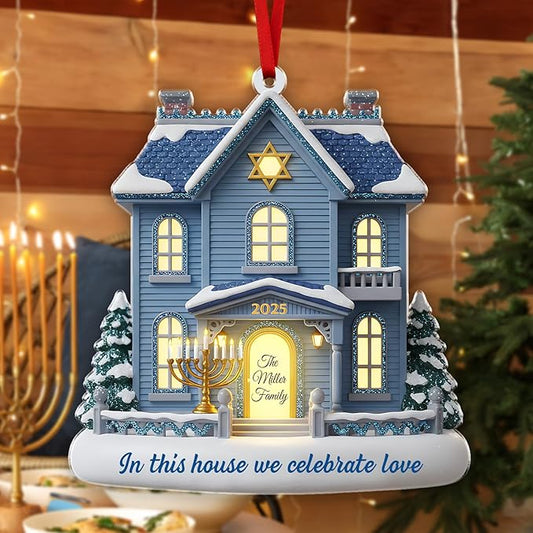Personalized Hanukkah Ornaments for Tree - Custom 2D Family Christmas Ornaments, Merry Chrismukkah Jewish and Christian Gift, House Warming Gifts New Home Ornament 2025