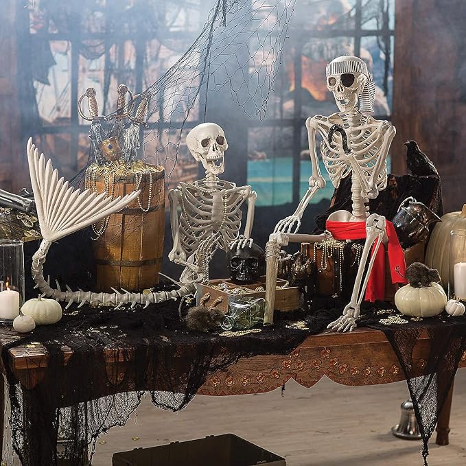Fun Express Skeleton Mermaid & Pirate Couple Halloween Decorations - Home Decor - 2 Pieces