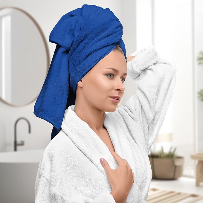 Avalon Towels Luxury 8 Piece Blue Towels Set, 2 Bath Towels, 2 Hand Towels and 4 Washcloths, 600 GSM 100% Ring Spun Cotton Highly Absorbent Royal Blue Bathroom Towels, Ideal for Hotel, Spa and Gym