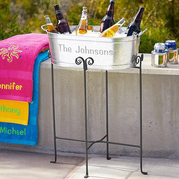 Let's Make Memories Personalized Any Message Beverage Tub w/Stand - Custom Beverage Tub - Unique Entertaining Essential - 5.5 Gallons
