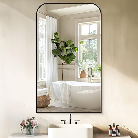 Bathroom Mirror, 24x40 inch Black Rectangle Wall Mounted Mirror with Thin Frame, Bathroom Vanity Mirrors for Over Sink, Entryway, Living Room, Bedroom