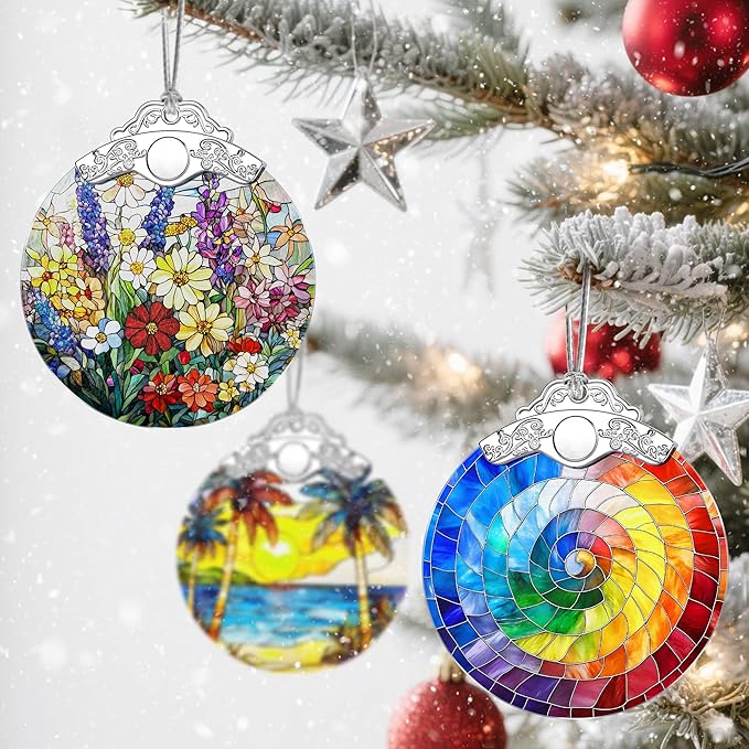 Wildflower Christmas Decorations, Christmas Ornaments, Hanging Ornaments for Tree & Xmas Decorations – Holiday Decor, Florist Gift, Gifts for Flower Lover, Gifts for Mom, Grandma