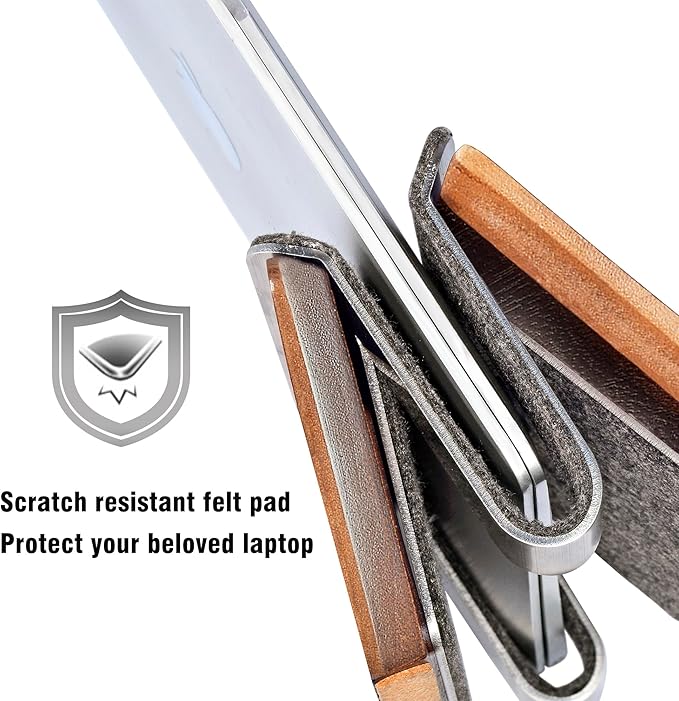 SAMDI Vertical Laptop Stand for Desk, Wooden Laptop Holder Vertical for MacBook, HP, Samsung, Chrome Book and Other Laptops(Walnut)