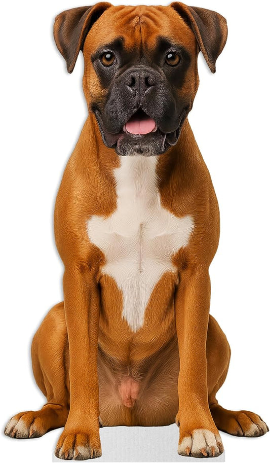 Dog -Boxer Life Size Standee - 3FT Freestanding Coroplast Cutouts | Pets Animal Standup Photo Booths, Birthday & Halloween Decorations