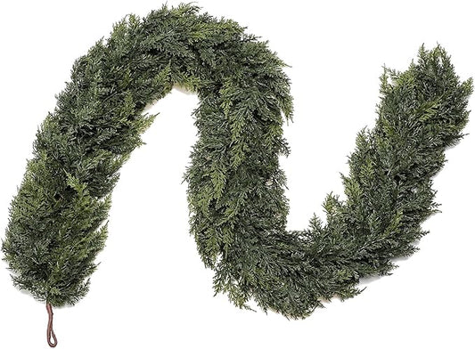 6FT Real Touch Norfolk Pine Garland, Faux Cedar Garland Realistic for Outdoor Indoor Christmas Holiday Winter Decoration（6FT D）