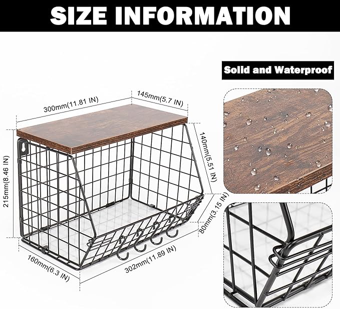 Livabber Fruit Basket for Kitchen, Metal Fruit Vegetable Storage Bin with 2 Banana Hangers, Countertop Wire Basket Organizer for Snack Potato Onion, Screw Mounted or Stand (Black, 1 Pack)