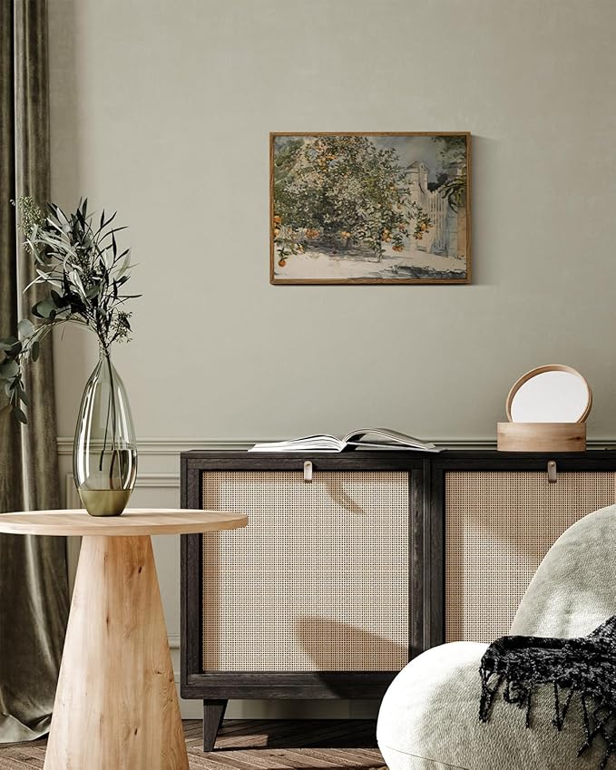 VIYYIEA Framed Canvas Wall Art Vintage Decor, Country Orange Trees Earthy Room Decor Aesthetic, Kitchen Living Room Bedroom Bathroom Rustic Farmhouse Decorations, 12"x16"