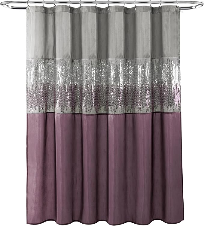 Lush Decor Night Sky Shower Curtain, 72" x 72", Gray & Purple