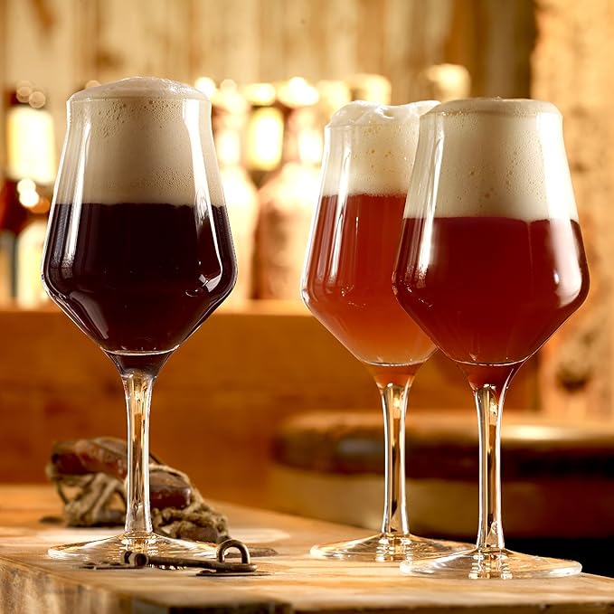 Stölzle Lausitz Craft Beer Glasses Set of 6. Dishwasher Safe Beer Glass Set (14.5 Fl oz). Durable and Stylish Bar Glasses, Premium Gifts for Dads