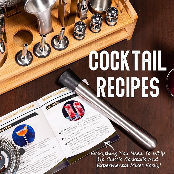 26-Piece Cocktail Shaker Set - Bartender Kit with Stand, Shakers for Cocktail with All Shakers Bartending Bar Tool for Drink Mixing, Home, Lounge & Party