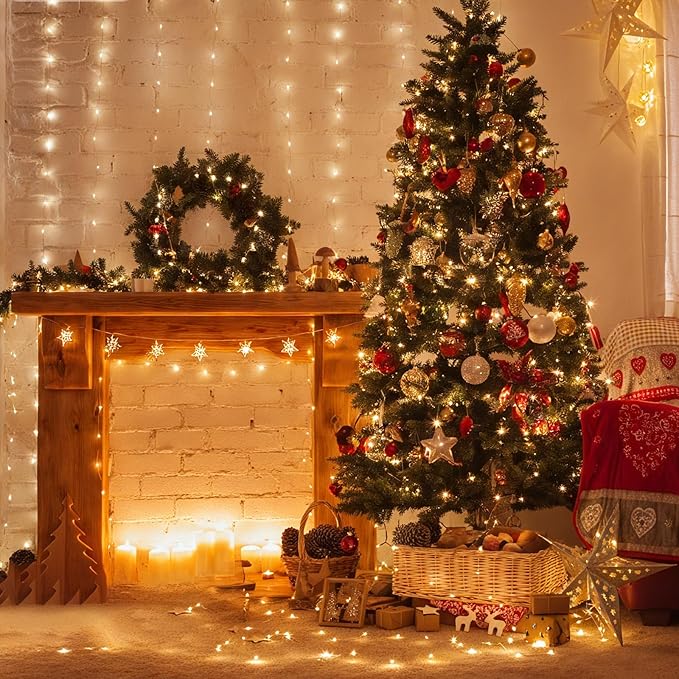Lakumu 24 Pack Fairy Lights Battery Operated -7FT 20LED String Lights Waterproof Silver Wire Firefly Starry Moon Lights for DIY Christmas Decorations Party Wedding Centerpiece Table Decor, Warm White
