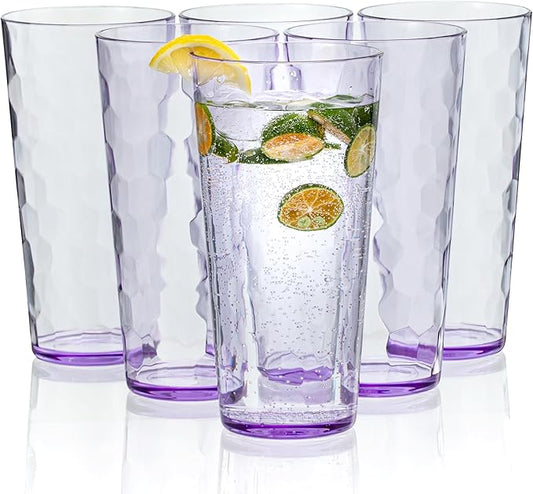 KOXIN-KARLU Mixed Drinkware 26-ounce Plastic Tumbler Acrylic Water Glasses, set of 6 Purple