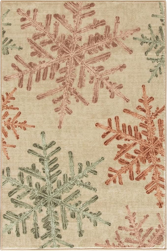 Lahome Snowflake Entryway Rug- 2x3 Washable Rug Ultra-Thin Soft Kitchen Rugs for Entryway Bedroom, Non-Slip Bathroom Carpet for Front Door Entrance(2x3ft,Multi)