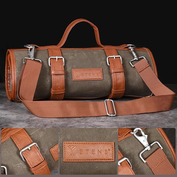 Travel Bartender Kit – 22-Pc Bartending Kit with Bar Tools Bartender Accessories, Waxed Canvas Tool Bag – Professional Stainless Steel Bar Tools Set with Standard Jigger, Unbreakable Squeezer