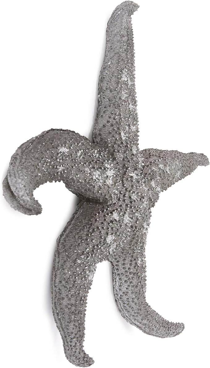 Howard Elliott Decorative Deep Starfish Figurine Hanging Wall Art for Home & Garden Decor, Silver Leaf Finish Abstract Decorative Sea Animal Figure for Tabletop & Wall Decoration 19 x 19 Inch, Large