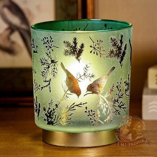 MJ PREMIER Cordless Table Lamp Timer, Big 7'' Battery Operated Lamp, Emergency Table Lamp for Area No Plug/Hurricane, Decorative Bird Lamp for Kitchen Counter/Entryway/Bathroom/Living Room/Gift