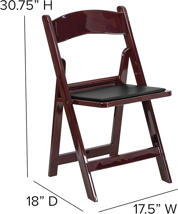 EMMA + OLIVER Folding Chair - Red Mahogany Resin – 2 Pack 800LB Weight Capacity Comfortable Event Chair - Light Weight Folding Chair