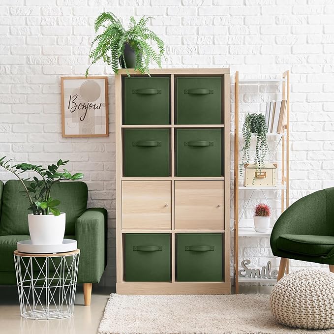 Sorbus 13 Inch Storage Bins - Sturdy Collapsible Fabric Storage Cubes with Handle - 6 Foldable Baskets for Organizing Clothes, Toys, Books - Storage Baskets for Shelves, Kids Room, Closets