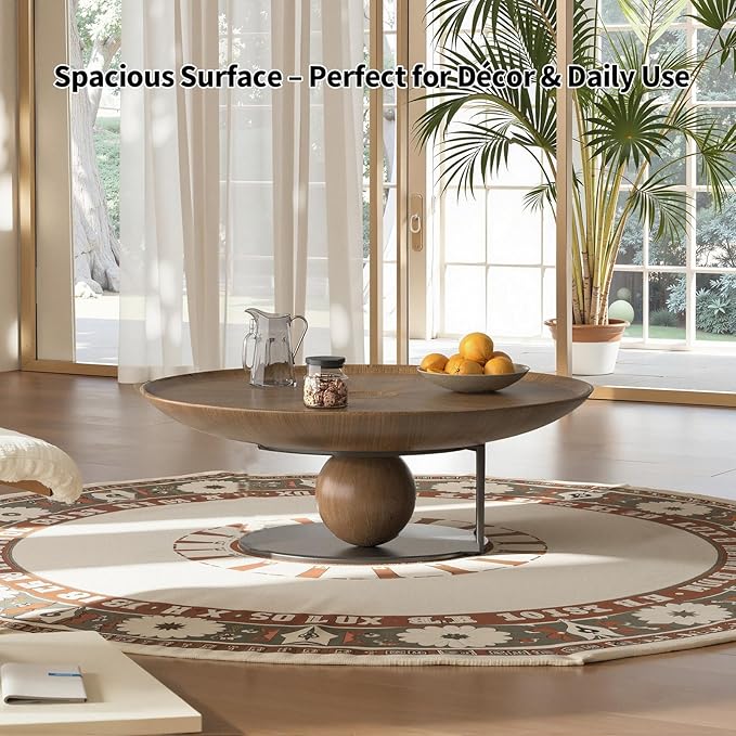 Luxury Solid Wood Coffee Table with Hidden Drawer, Fully Assembled Square Center Table for Living Room, Raised Edge Design, No Installation Needed, Premium Walnut Finish (39.37" Coffee Table)