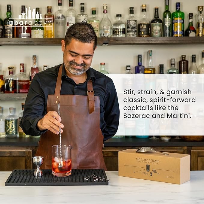 A Bar Above 10-Piece Stirred Cocktail Kit, Premium Crystal Mixing Glass Set for Home Bar, Includes Bar Spoon, Julep Strainer, Mixing Glass, Ideal for Martinis, Manhattans, Old Fashioneds, More