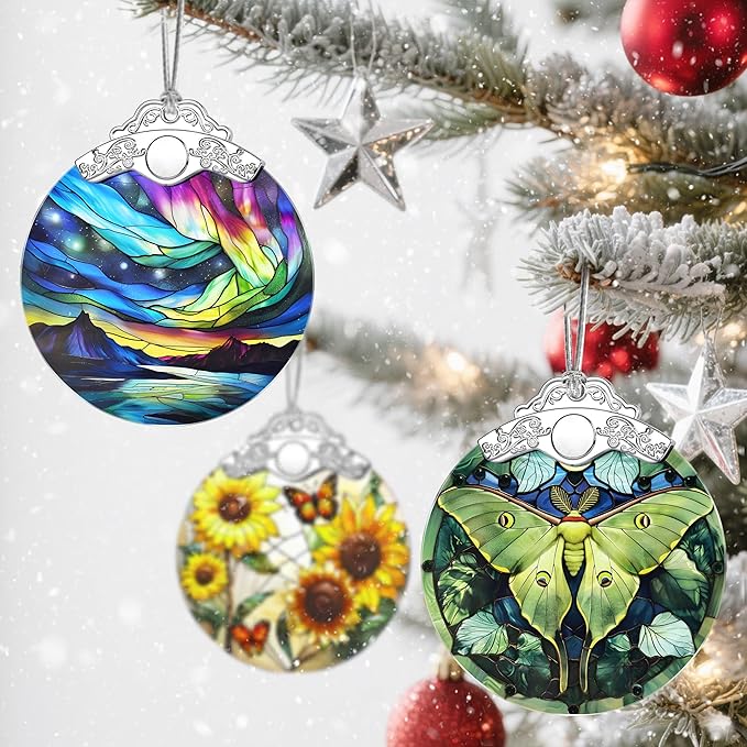 Christmas Ornaments: Stained Glass Ornament, Christmas Tree Ornament, Hanging Ornaments for Home Decor, Xmas Tree Decorations, Exquisite Holiday Decor, Gifts, Holiday Present - Aurora Borealis