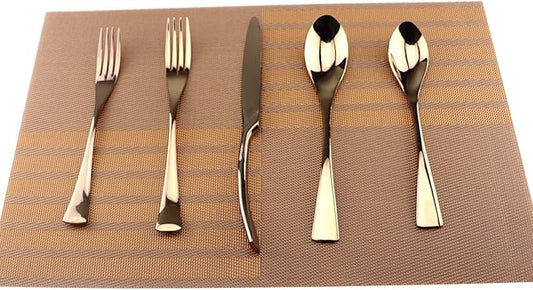 Silversmiths 20 Piece Beacon Flatware Set, Copper Mirror/Rose Gold, Service for 4