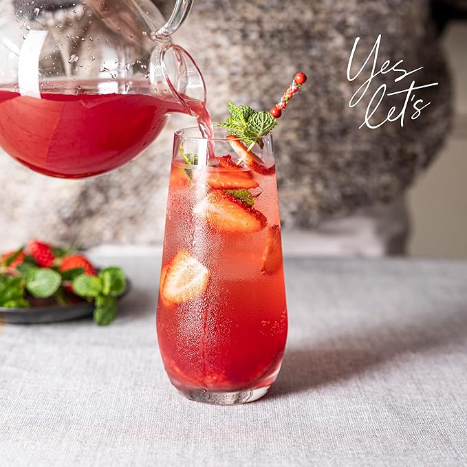 over&back 19oz Traditional Glassware - Set of 4 Classic Stemless Drinking Glasses for Parties, Get-togethers, and More - Mouth-Blown - Wine Cups for Kitchen and Dining Room - Clear, Water (19oz)